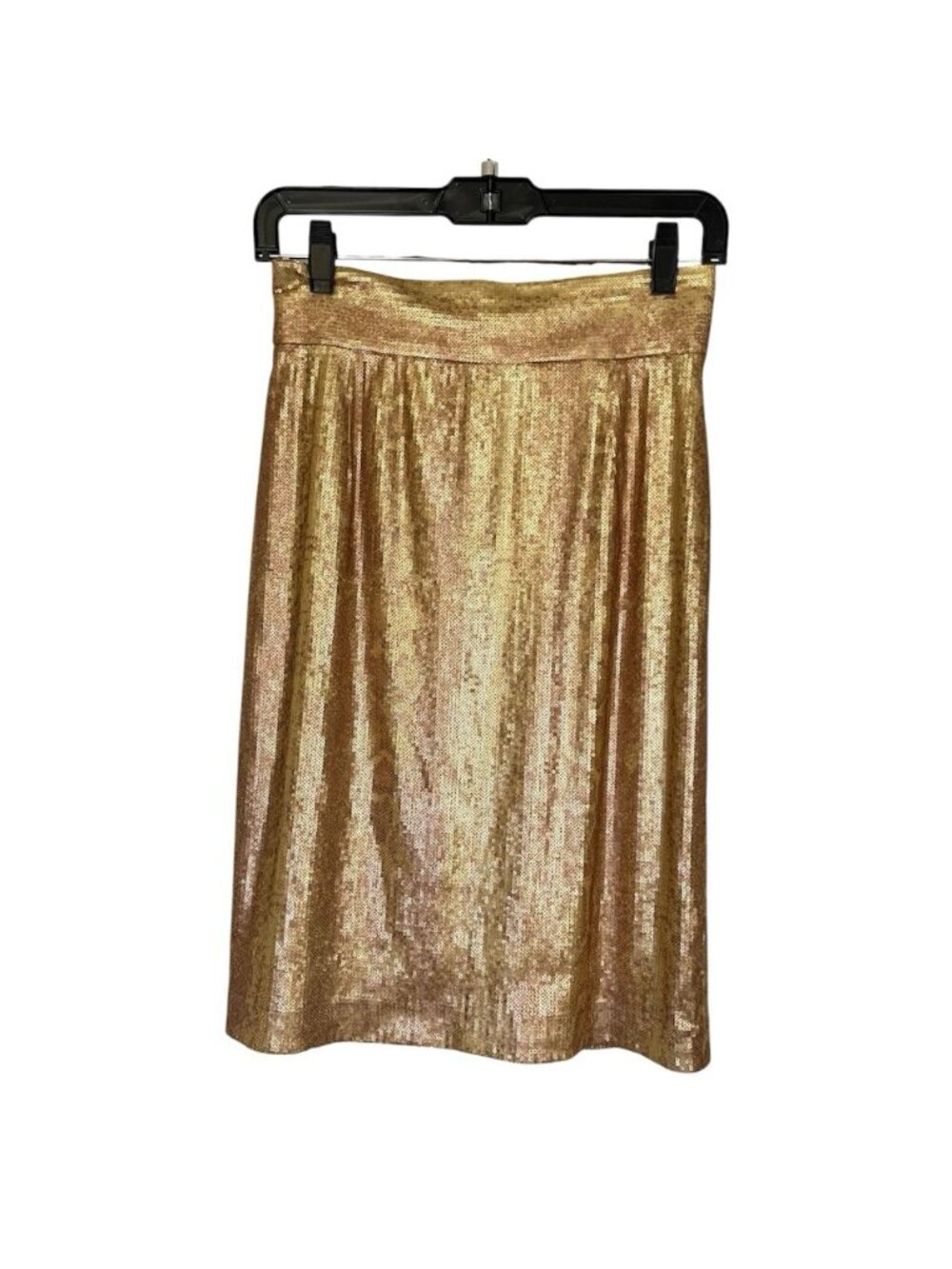 Antonio Melani Gold Pencil Skirt Sz 4 Sequined Snake Print Knee Length Sexy Zip